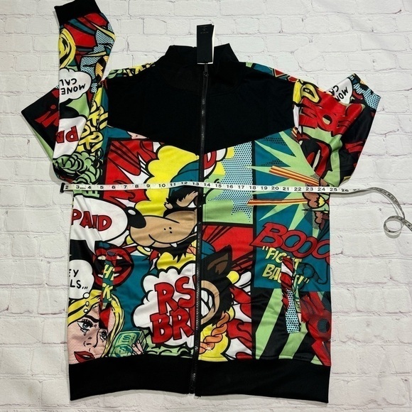 REASON CLOTHING BRAND comic strip printed 2 Piece Men’s Track Suit large NWT 90s - Picture 4 of 11